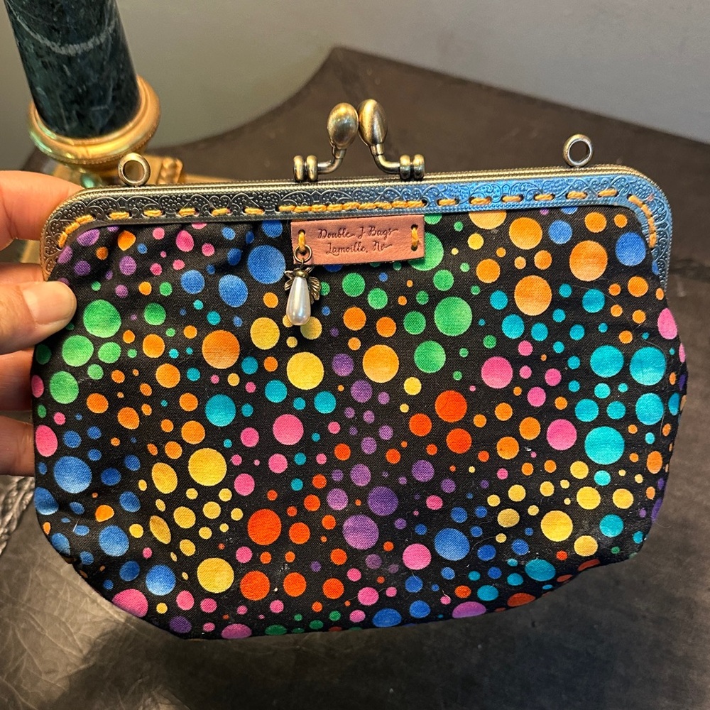 Colorful Polka Dot Clasp Wallet - Black Multicolor